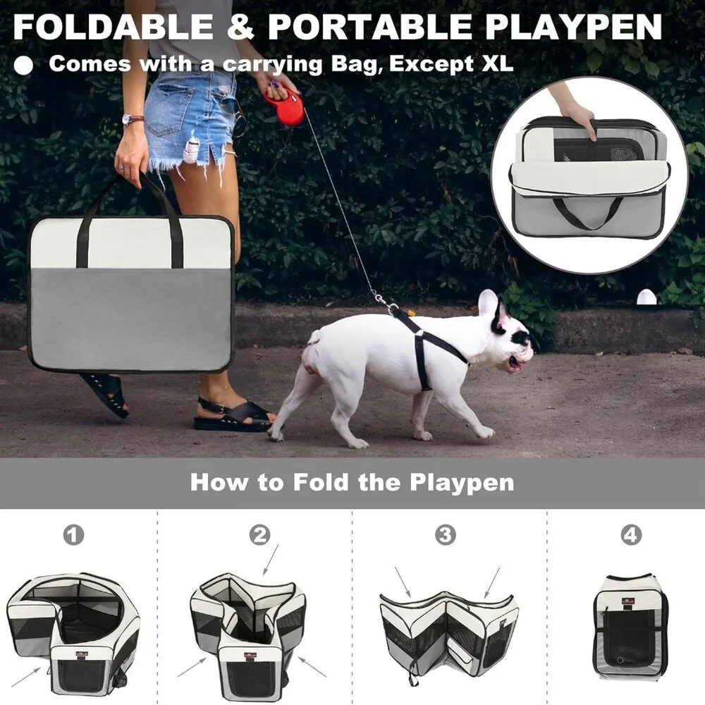 Aivituvin Dog Playpen Foldable Pet Play Pens with Carrying Bag leakproof bottom